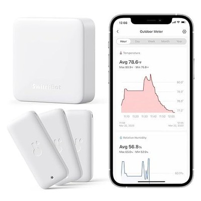 SwitchBot WiFi Thermometer Hygrometer 3 Pack Hub Mini W3400010 - White