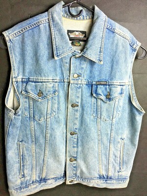 Harley Davidson Denim Jean Vest Back 
