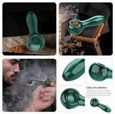 Mini pipa de vidrio de 4" 7 agujeros cuchara de vidrio pipas tazón para fumar tabaco pipa verde lago