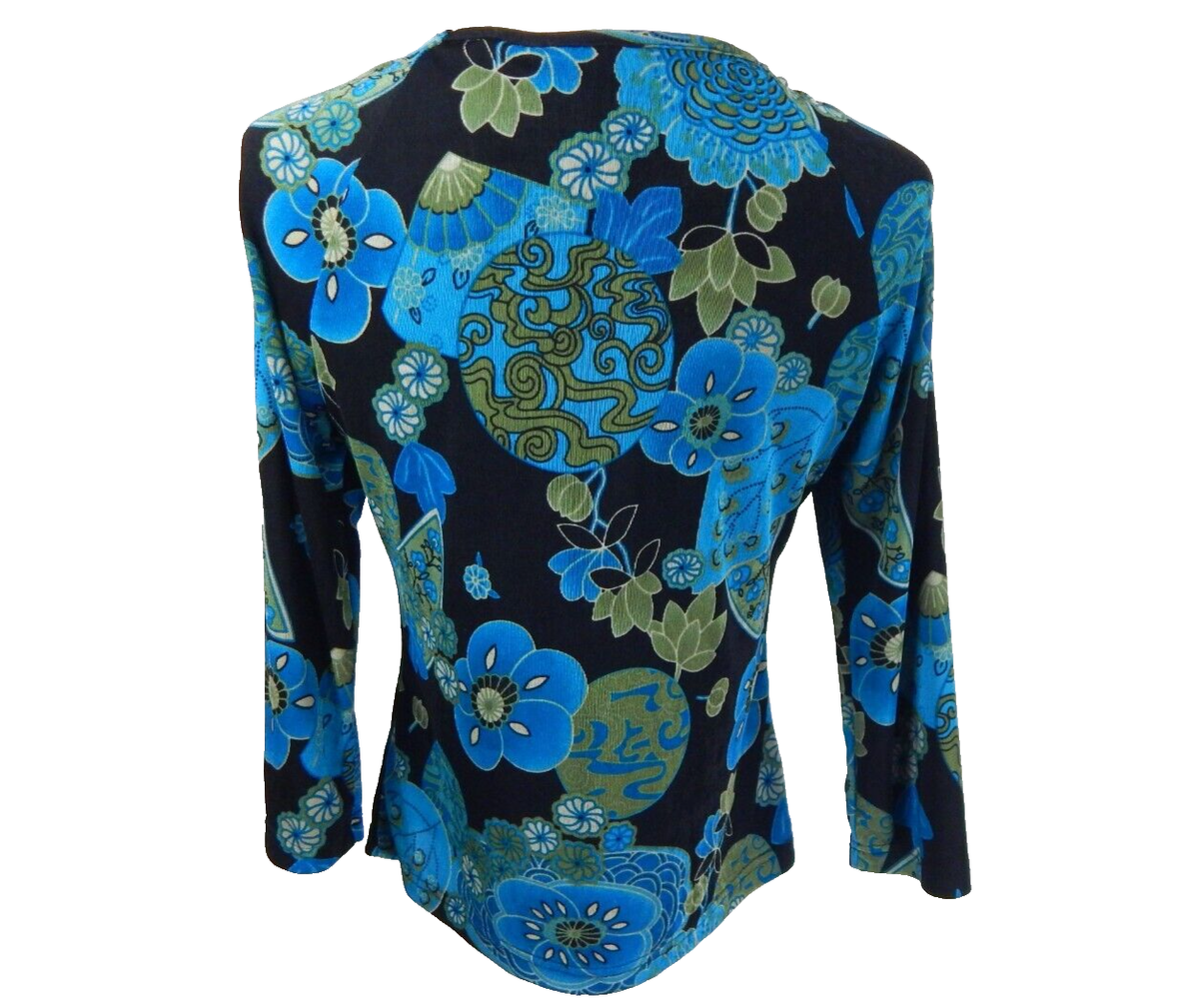 Vintage Y2K No Boundaries Large Top Slinky Knit Floral 3/4 Vintage Y2K No Boundaries Large Top Slinky Knit Floral 3/4