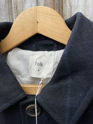 Folk Check Carcoat Overcoat Size 4 / Large Navy Brand New With Tags RRP £375 - Picture 4 of 5