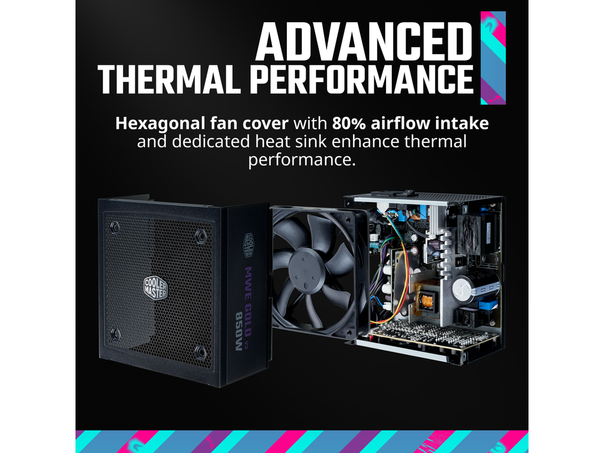 Cooler Master MWE Gold 850 V3 ATX 3.0 Full Modular PSU, 850W, 80+