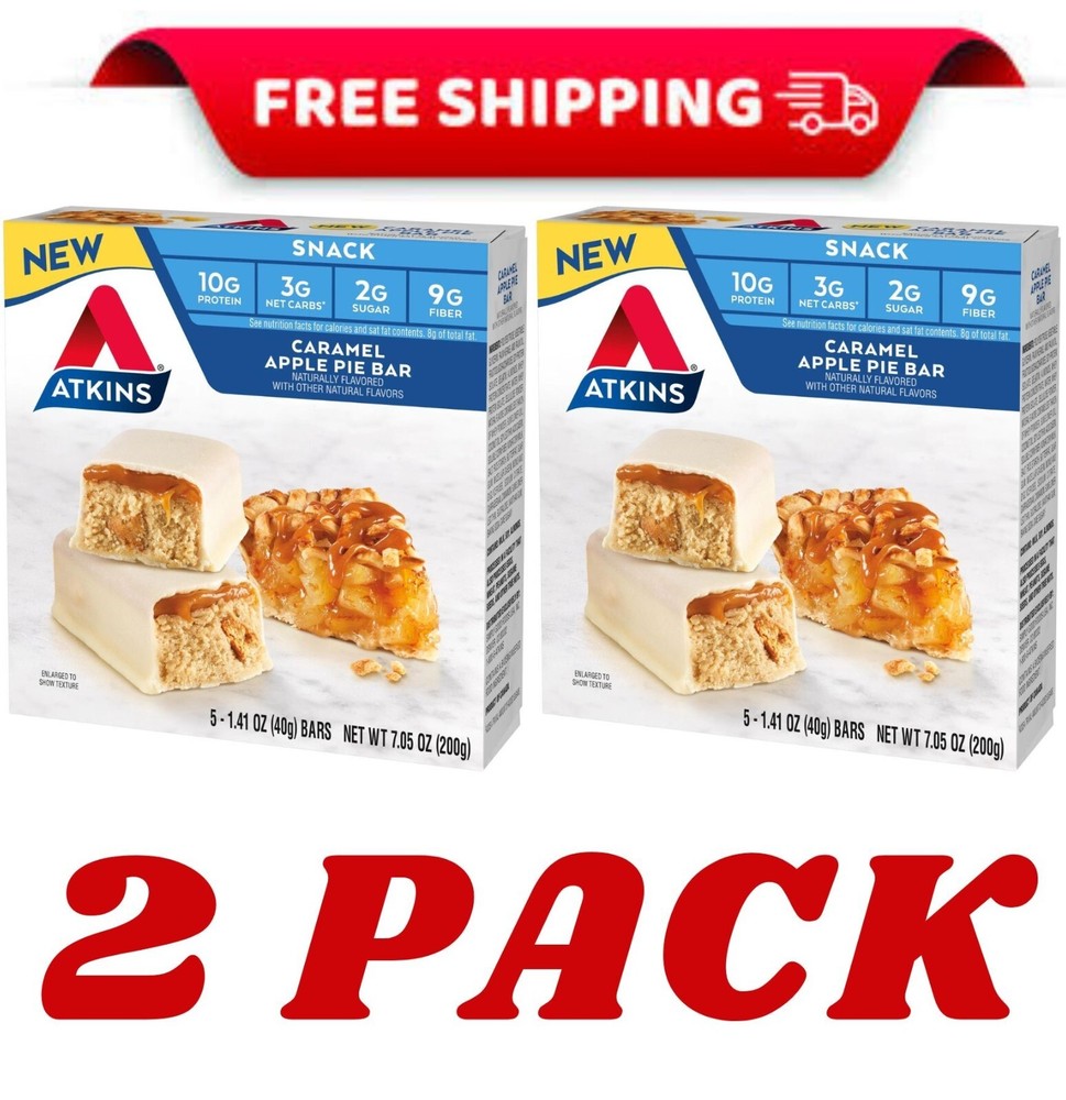 Atkins Snack Bar, High Protein, Low Carb, Caramel Apple Pie, 5 Ct 2 pack