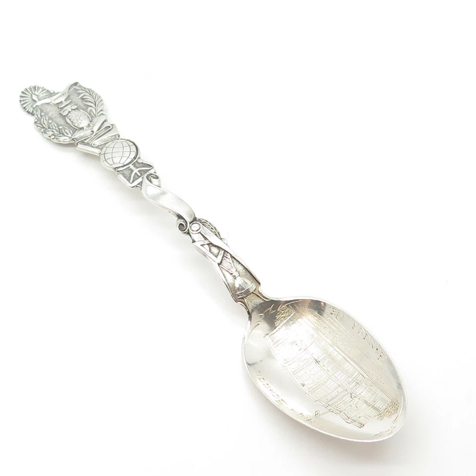 Cuchara antigua de plata esterlina 925 Art Deco Bangor High School Lunt States Cities Foto 4 de 4