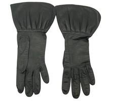 Vintage black leather driving gloves size 7 Pouf peplum flared wrist