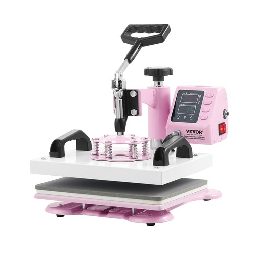 VEVOR Presse à Chaud pour T-shirts 2-en-1 30x25 cm avec Presse à Casquette Rose - Afbeelding 10 van 12