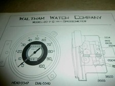 Vintage Waltham Automobile Speedometer Parts Diagram Model 20-7-c