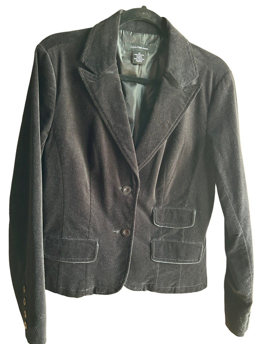 Calvin Klein Jeans Velvet Blazer Sz Large Long Sleeve Suit Jacket