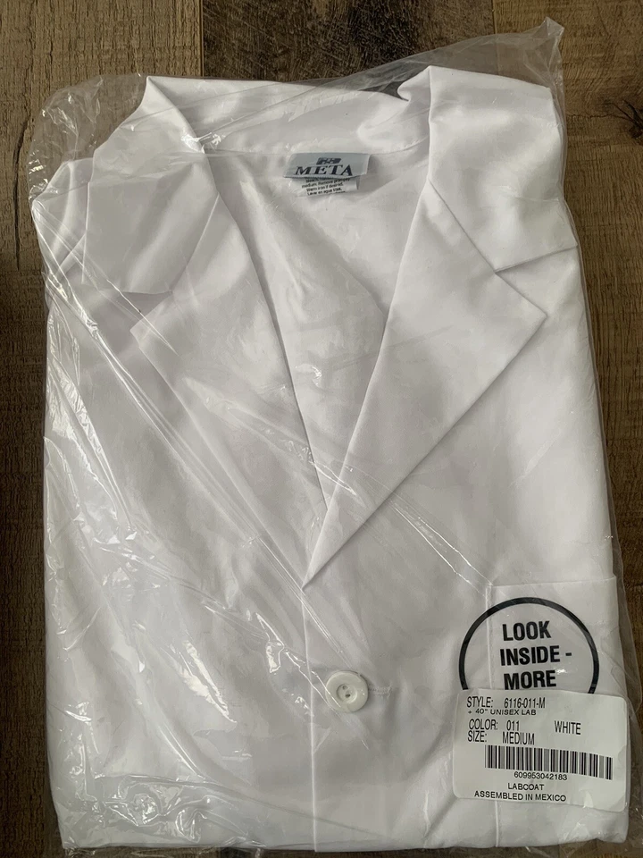 Meta Unisex 40" 65% Polyester 35% Cotton Long Labcoat - 6116-More Pockets - Image 2 of 2
