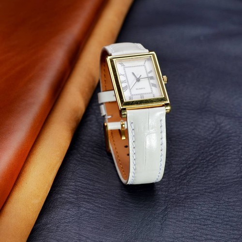 Correa de reloj italiana de cuero en relieve WOCCI 14 18 19 20 21 22 24 26 mm hebilla de oro - Imagen 62 de 70
