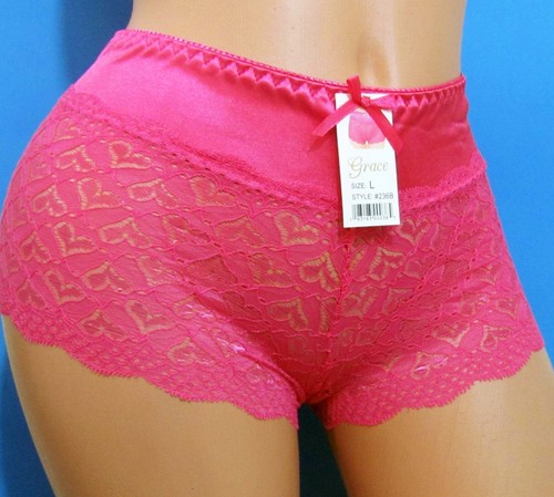 Pantalones cortos B5 GRACE rojos blancos satinados corazones de encaje nailon botín m l xl - Imagen 5 de 12