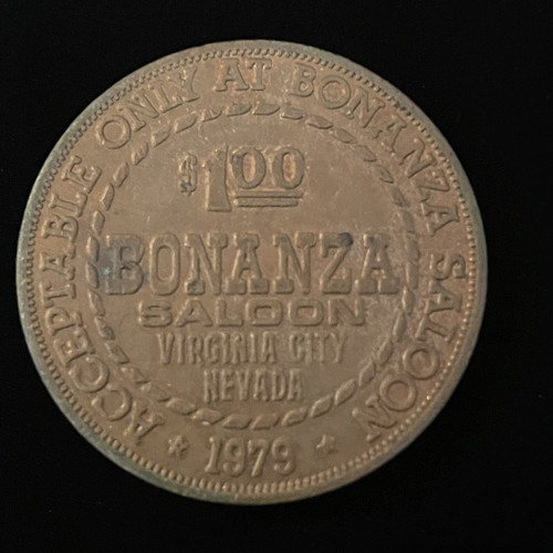 Bonanza Saloon Casino Dollar Gaming Token 1979 Bronze 38mm $1 Coin Virginia City - Picture 8 of 9