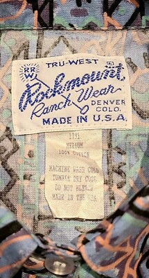 Vtg 80's Tru-West Rockmount Ranch Wear Shirt Made In USA Pearl