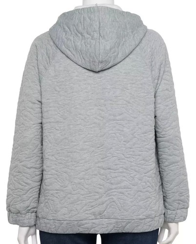 NINE WEST LONG SLEEVE QUILTED HOODIE PULLOVER TOP DUSTY PINK WMNS PLUS 2X *NIP* - Picture 2 of 5