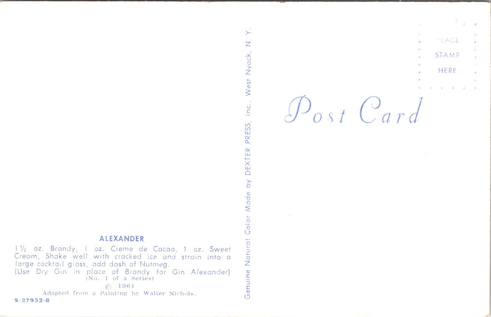 Postcard Alexander Great Cocktail Mix Recipe 1961 Humor D179 eBay
