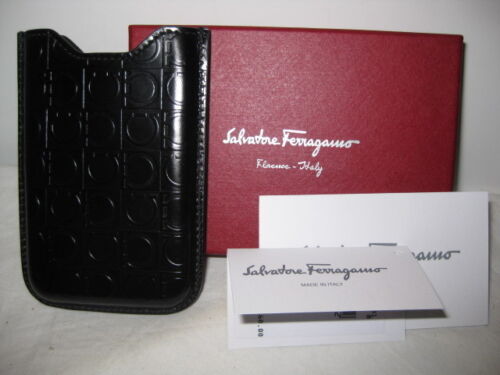 $260 NEW BOX Salvatore Ferragamo Leather Blackberry iPhone Smart Phone Case PDA - Afbeelding 1 van 11