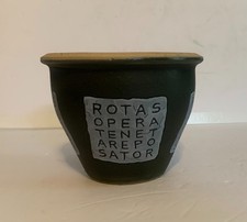 Hand-painted Matte Rotas Square Style Ceramic Planter Pot - 5 Tall 5.5 Dia.