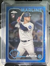 2024 TOPPS CHROME LOGOFRACTOR JACOB AMAYA BLUE REFRACTOR RC 110/150🔥MARLINS🔥