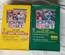 NFL Pro Sets 1990 Series 1 & 2, Factory Sealed Boxes, 36 Wax Packs, Lot of 2