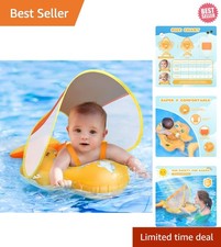 Inflatable No Flip Baby Float with Canopy Safety Support for Pool Time Fun