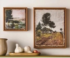 Hearth  Hand With Magnolia Landscape Burlap Wall Art Set - 2 Pieces NEW