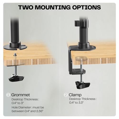 VIVO Dual Computer Monitor Desk Mount Stand, Vertical Array, 2 Screens up to 34" - 第 7/9 張圖片
