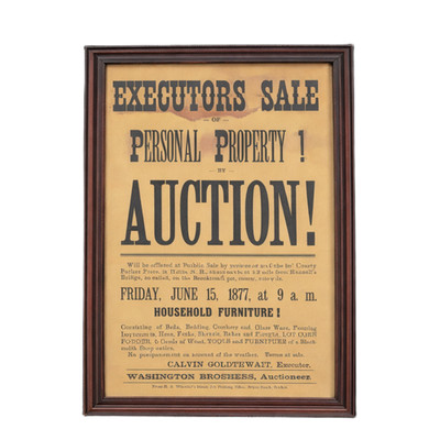 1877 Estate Auction Poster - Hollis New Hampshire