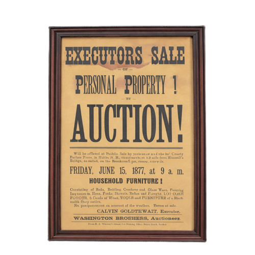1877 Estate Auction Poster - Hollis New Hampshire
