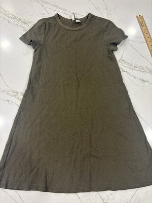 DIVIDED by H&M Olive Green Midi Ribbed Bodycon Dress, Size Large Lightweight