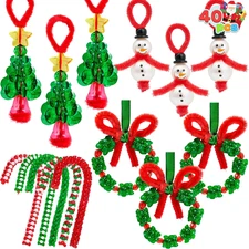 Beaded Ornament Craft Kit, Makes 40 Snowman Tree Candy Cane Wreath Hangers 14+