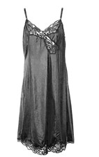VINTAGE WONDER MAID BLACK NYLON FULL SLIP, ADJUSTABLE STRAPS, SIZE 34, SMALL