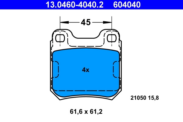 Plaquettes de frein ATE 13.0460-4040.2 pour restaurer le freinage d'origine OE 16 05 005
