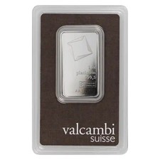 1 oz Platinum Valcambi Bar with Assay Card 2572.64 per troy oz