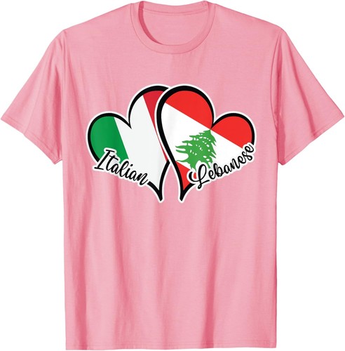 Italy Lebanon Flag Heart Half Italian Half Lebanese Roots T-Shirt Hoodie - Picture 17 of 18