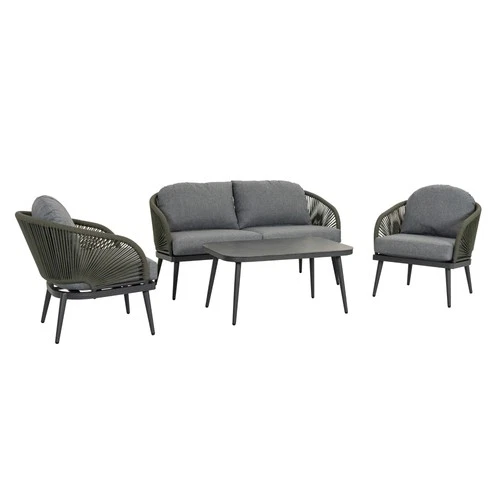 NAVA 4 Piece Garden Furniture Set - Sofa, x2 Chairs, Table and Cushions Included
