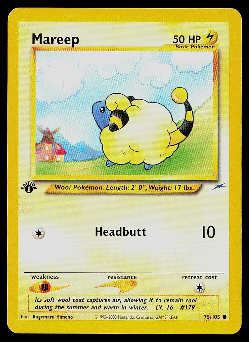 Pokemon Card Neo Destiny Mareep 75/105 1st Edition Common