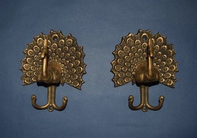 Dancing Rainy Peacock Coat Hanger Brass Bird Design Bedroom Wall Hook Set RD861