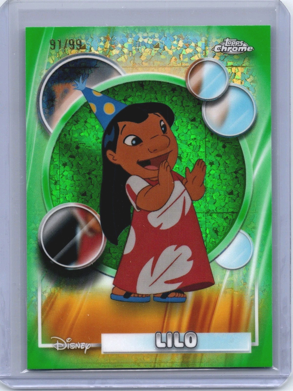 2026 Topps Chrome Disney Lilo #149 Green Mini Diamond /99 Lilo & Stitch
