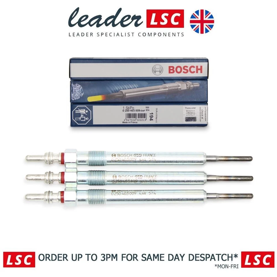 03L963319 Bosch 3x Glow Plugs Audi A1 A3 A4 A5 A6 Q2 Q3 Q5 TT New Genuine - Image 2 of 4