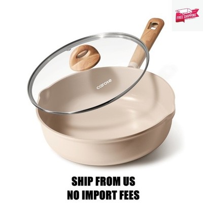 Carote 5QT Ceramic Non Stick Frying Pan Skillet with Lid, Jumbo Cooker with Indu