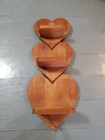 Vtg 3 tier heart Shelf wood wall decor  Peg display nicknack granny core grandma