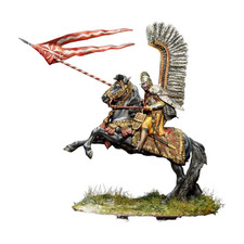 1/24 Scale Mounted Polish Winged Hussar Cavalry Flag Bearer Historical Resin
