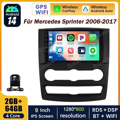 9'' 64G Android 14 IPS Autoradio GPS Navi Carplay Kam Für Mercedes Benz Sprinter