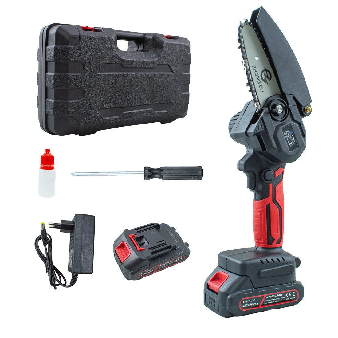 Mini Motosega a 2 Batteria 48V Cordless 4 Pollici Senza Fili Portatile Valigetta