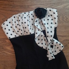 694a. black & white vintage Have & Have polka dot y2k strapless mini dress, M