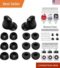 6 Pairs of Noise-Canceling Memory Foam Ear Tips for Beats Studio Buds - Black