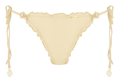 Luli Fama Cosita Buena Gold Rush Wavey Brazilian Ruched Bikini Bottom ~NWT~ L