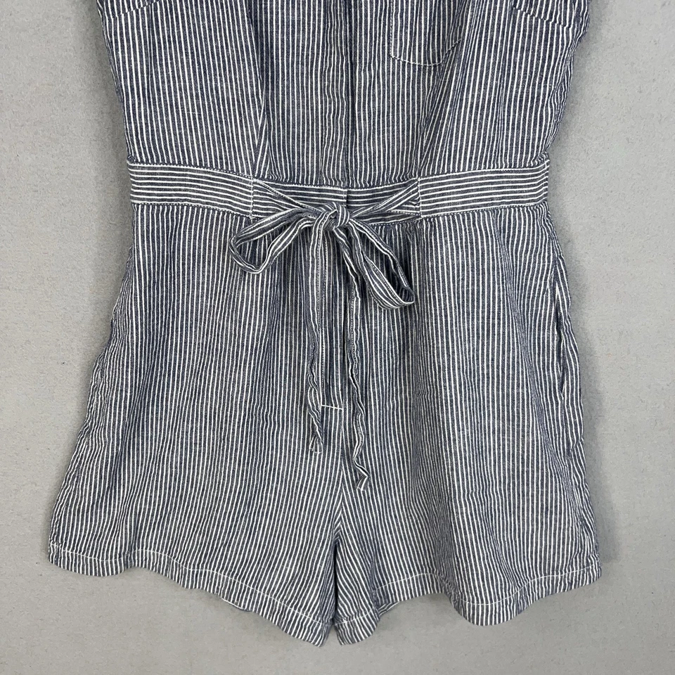 Romper Anthropologie Feminino 12 Azul Branco Nogueira Listrado Linho Resort Costeiro - Imagem 3 de 4