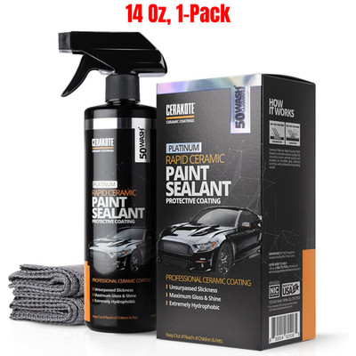 CERAKOTE  Platinum Rapid Ceramic Paint Sealant Spray, 14 oz, 50 Wash, Free Ship