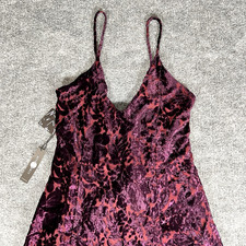VTG Nasty Gal Fiona Velvet Floral Burnout Mini Dress Women XS Red 90s Y2K NEW